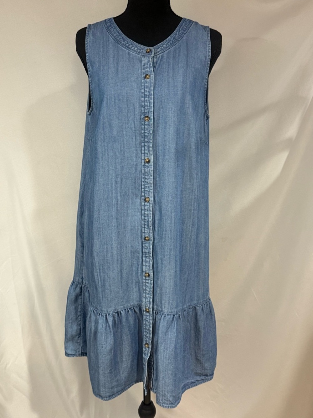 LOFT Light Blue Denim Sleeveless Midi Dress